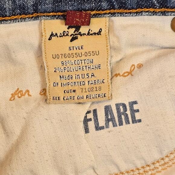7 For All Mankind Size 31 Flare Jeans Medium Wash Y2K Stretch Denim - Picture 3 of 3